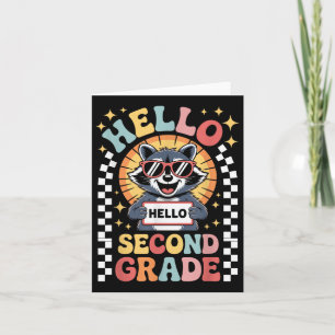 Back To School Hello 2nd Grade Racoon Second Grad Card
