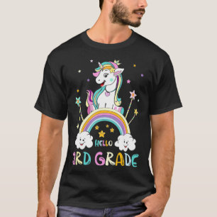 Back To School Hello 3rd Grade Rainbow Unicorn Tea T-Shirt