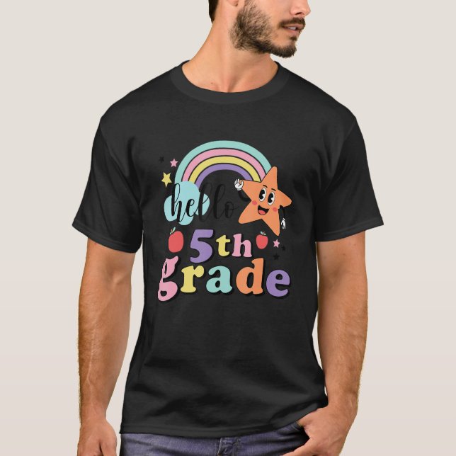 Back To School Hello Fifth 5th Grade Teachers Stud T-Shirt (Front)