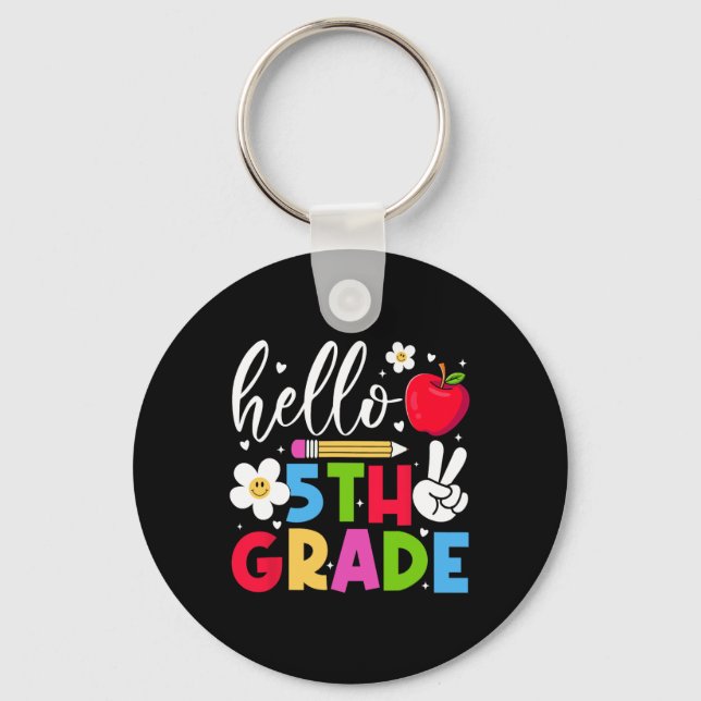 Back To School Hello Fifth Grade Team 5th Grade Bo Key Ring (Front)