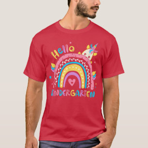 Back To School Hello Kindergarten Rainbow Unicorn T-Shirt