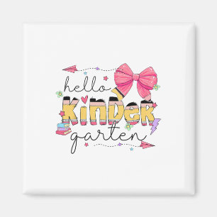 Back To School Hello Kindergarten Teacher Coquette Magnet