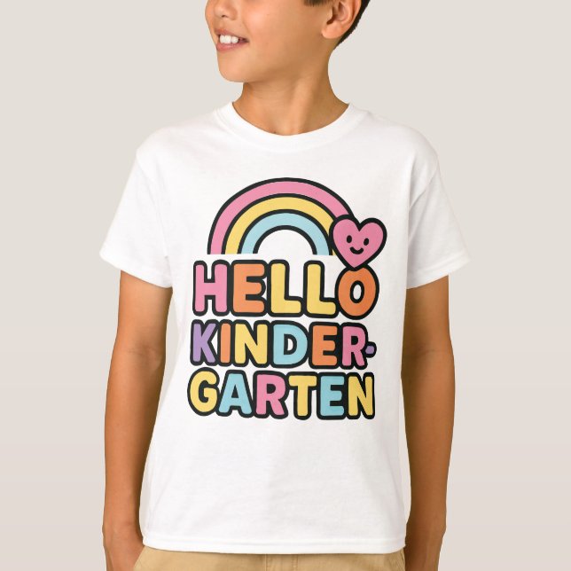 Back to School Hello Kindergarten Teacher Kids T-Shirt (Front)