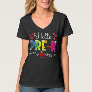 Back To School Hello Pre K Girls Boys Teacher Stud T-Shirt