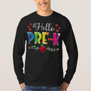Back To School Hello Pre K Girls Boys Teacher Stud T-Shirt