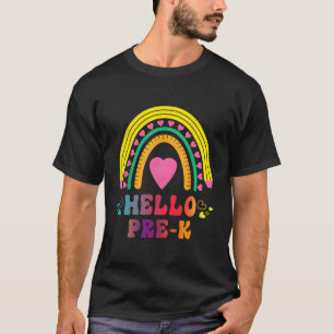 Back To School Hello Pre-K Rainbow Teachers Girls  T-Shirt