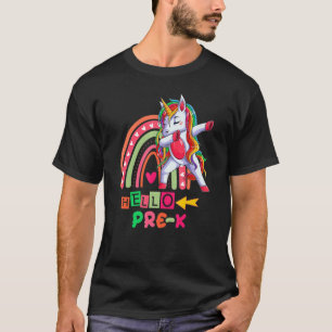 Back To School Hello Pre K Rainbow Unicorn Teacher T-Shirt