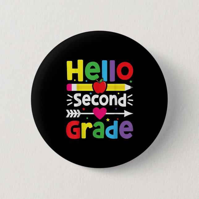 Back To School Hello Second Grade Team 2nd Grade B 6 Cm Round Badge (Front)