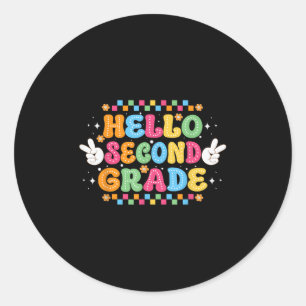 Back To School Hello Second Grade Team 2nd Grade B Classic Round Sticker
