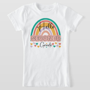 Back To School Hello seconde Grade Teacher Rainbow T-Shirt