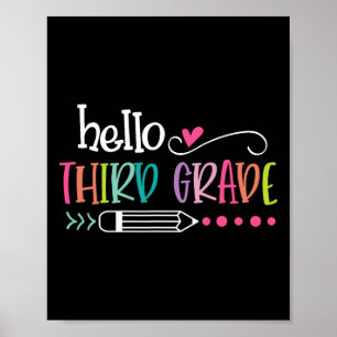 Back To School Hello Third 3rd Grade For Kids Boy  Poster