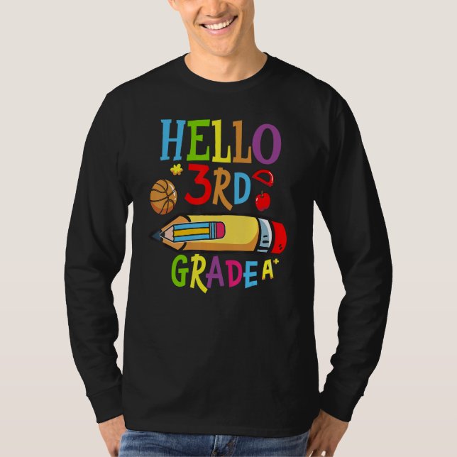 Back To School Hello Third 3rd Grade For Kids T-Shirt (Front)