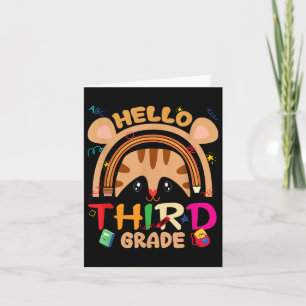 Back To School Hello Third Grade Rainbow Tiger Boy Card