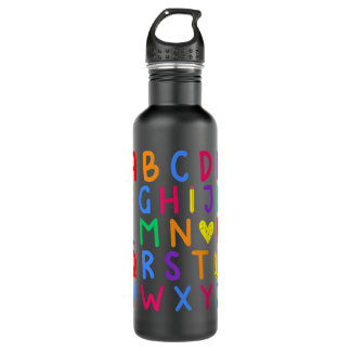 Back To School Hi Alphabet Letters Teachers Boys G 710 Ml Water Bottle
