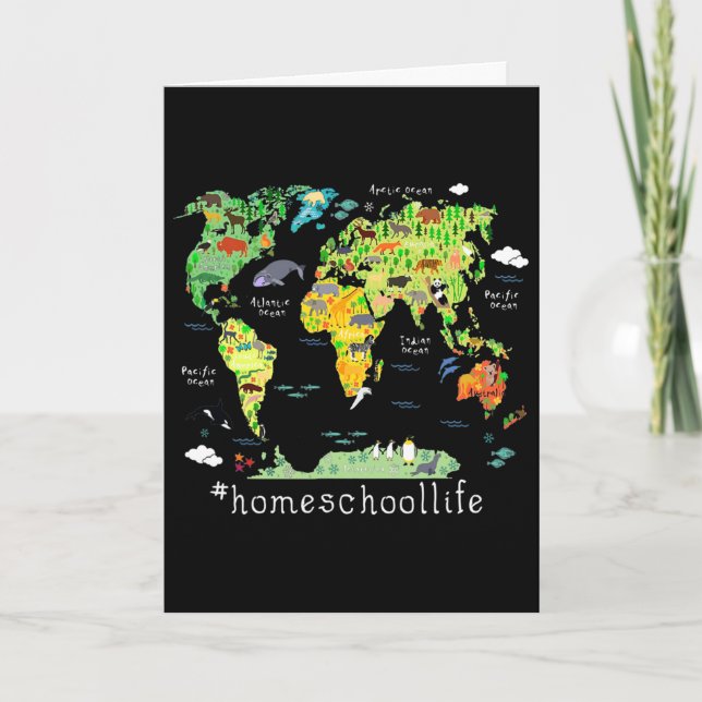 Back To School Homeschool World Map Geography  Card (Front)