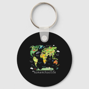 Back To School Homeschool World Map Geography  Key Ring