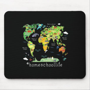 Back To School Homeschool World Map Geography Mouse Pad