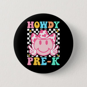 Back To School Howdy Pre-k Cute Western Cowboy Cow 6 Cm Round Badge