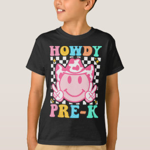 Back To School Howdy Pre-k Cute Western Cowboy Cow T-Shirt
