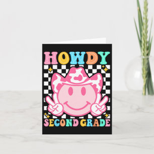 Back To School Howdy Second Grade Cute Cowboy Cowg Card