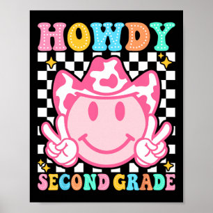 Back To School Howdy Second Grade Cute Cowboy Cowg Poster
