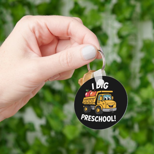 Back to School I Dig Preschool Dump Truck Key Ring (Hand)
