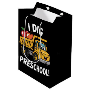 Back to School I Dig Preschool Dump Truck Medium Gift Bag