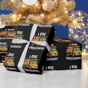 Back to School I Dig Preschool Dump Truck Wrapping Paper