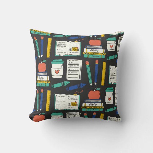 Back-to-School Illustrated Pattern Cushion (Front)