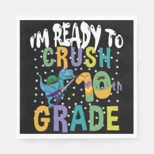 Back To School I'm Ready To Crush 10th Grade Dino Napkin