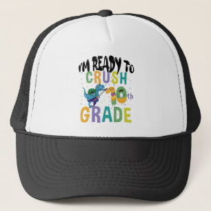Back To School I'm Ready To Crush 10th Grade Dino Trucker Hat