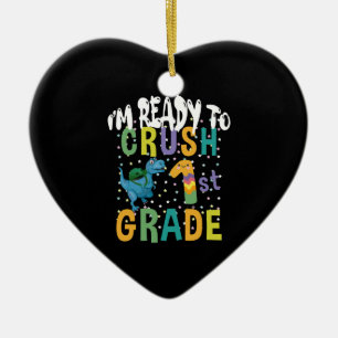 Back To School I'm Ready To Crush 1st Grade Dino Ceramic Tree Decoration