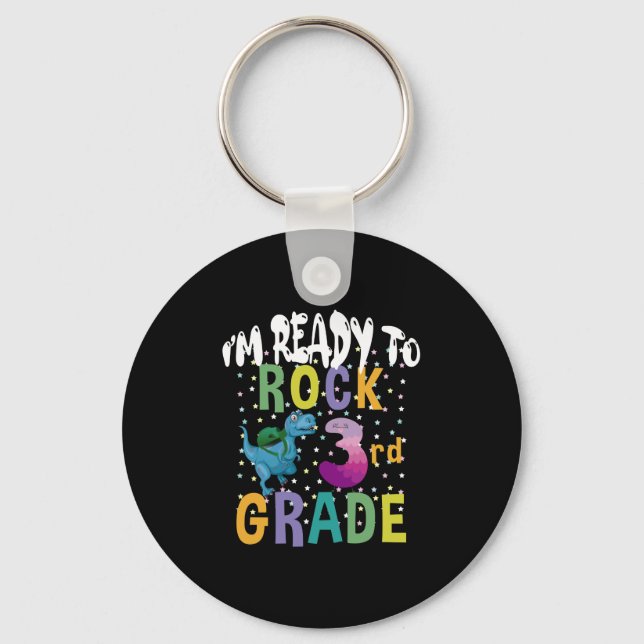 Back To School I'm Ready To Crush 3rd Grade Dino Key Ring (Front)