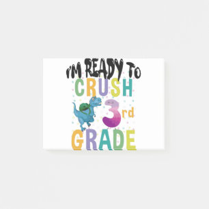 Back To School I'm Ready To Crush 3rd Grade Dino Post-it Notes