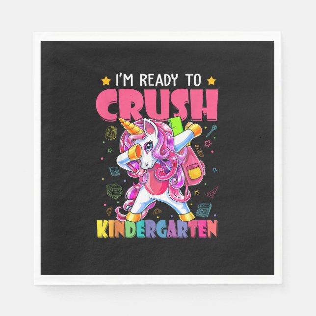 Back To School I'm Ready To Crush Kindergarten Uni Napkin (Front)