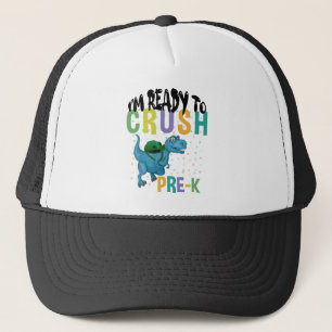 Back To School I'm Ready To Crush Pre-K Dinosaur Trucker Hat
