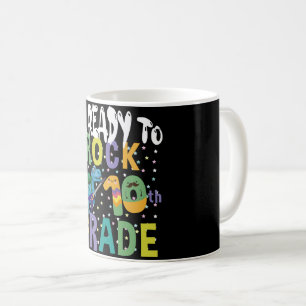 Back To School I'm Ready To Rock 10th Grade Dino Coffee Mug