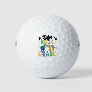 Back To School I'm Ready To Rock 11th Grade Dino Golf Balls