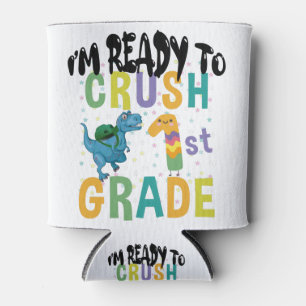 Back To School I'm Ready To Rock 1st Grade Dino Can Cooler