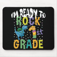 Back To School I'm Ready To Rock 1st Grade Dino