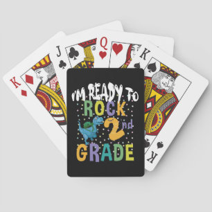 Back To School I'm Ready To Rock 2nd Grade Dino Playing Cards