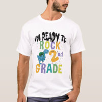 Back To School I'm Ready To Rock 2nd Grade Dino