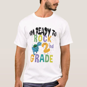 Back To School I'm Ready To Rock 2nd Grade Dino T-Shirt