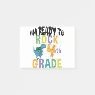 Back To School I'm Ready To Rock 4th Grade Dino Post-it Notes