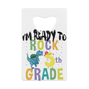 Back To School I'm Ready To Rock 5th Grade Dino
