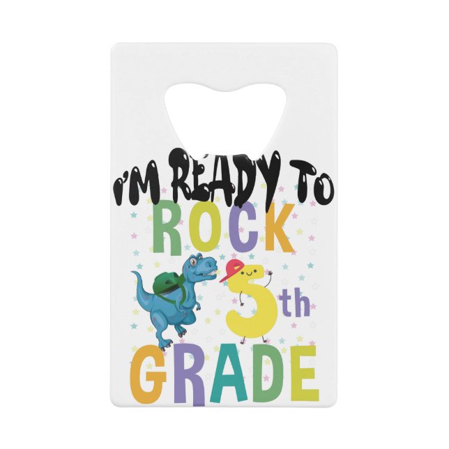 Back To School I'm Ready To Rock 5th Grade Dino (Front)