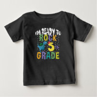 Back To School I'm Ready To Rock 5th Grade Dino