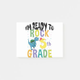 Back To School I'm Ready To Rock 5th Grade Dino Post-it Notes