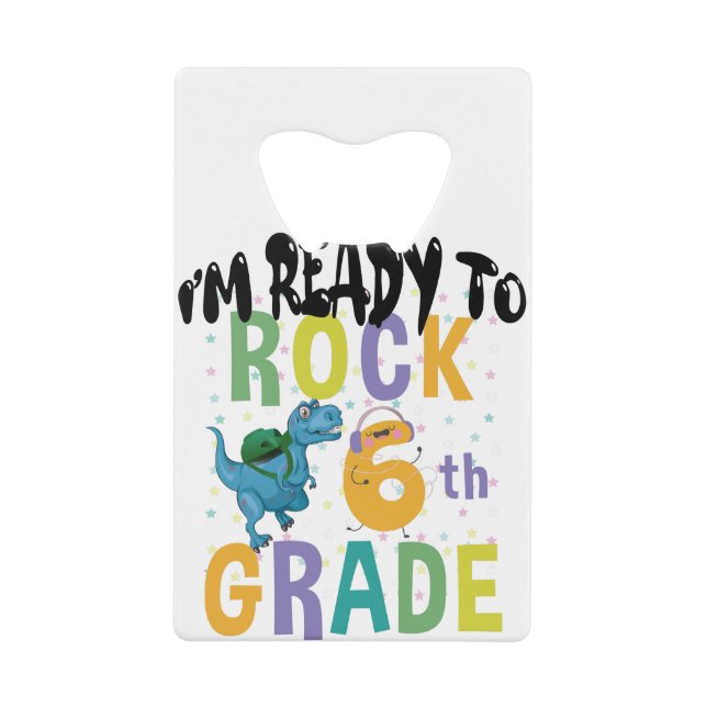 Back To School I'm Ready To Rock 6th Grade Dino (Front)