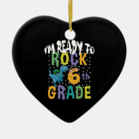 Back To School I'm Ready To Rock 6th Grade Dino